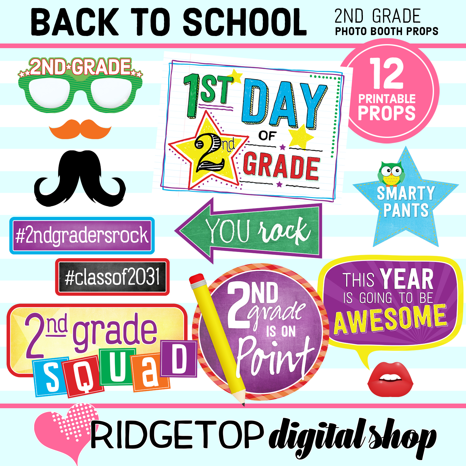 Back to School - 2nd Grade Photo Props • Ridgetop Digital Shop