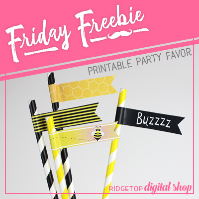 Bee Straw Flags Free Printable