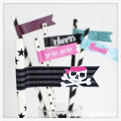 Pirate Straw Flags Free Printable