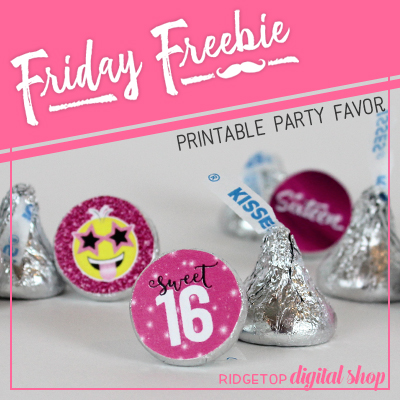 Pink Sweet 16 Candy Stickers free printable
