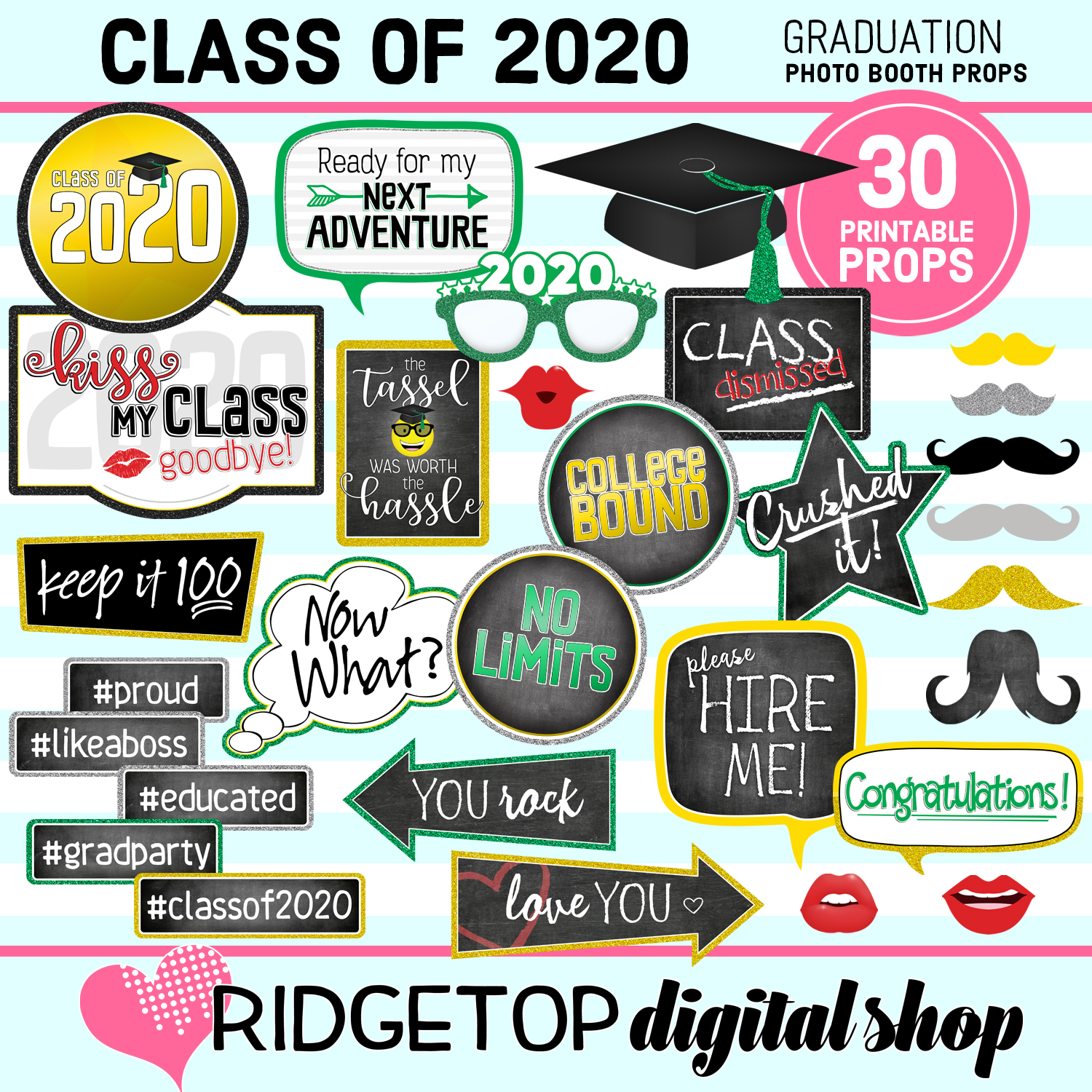Class of 2020 Photo Props – Green, Yellow