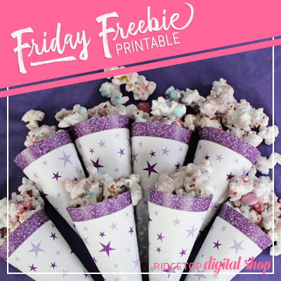 Birthday Cone Wrapper Free Printable – Purple
