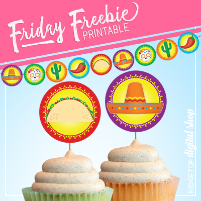 Taco Tuesday Garland and Cupcake Toppers Free Printable
