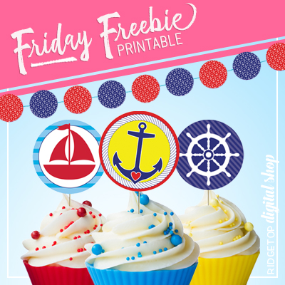 Nautical Garland and Cupcake Toppers Free Printable