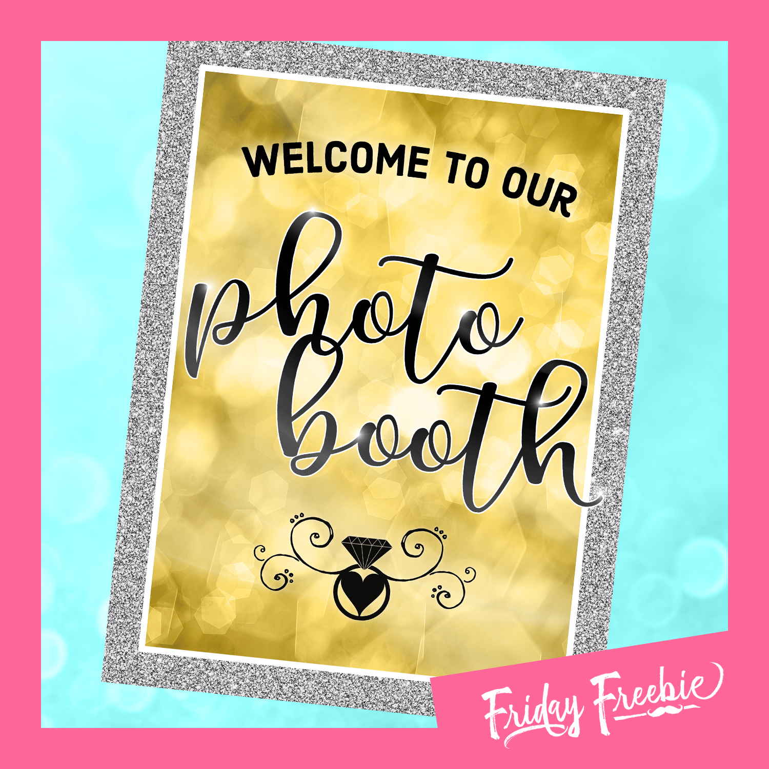 Gold Wedding Photo Booth Sign Free Printable
