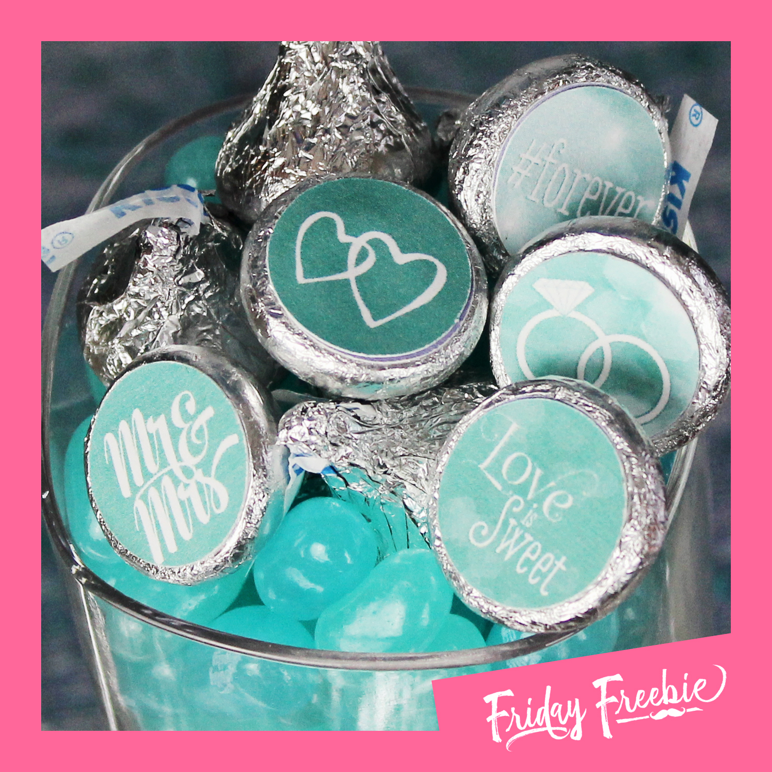 Turquoise Wedding Candy Stickers Free Printable