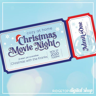 Christmas Movie Night at Home Editable Ticket Free Printable