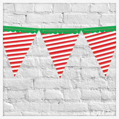 Candy Cane Pennant Banner Free Printable