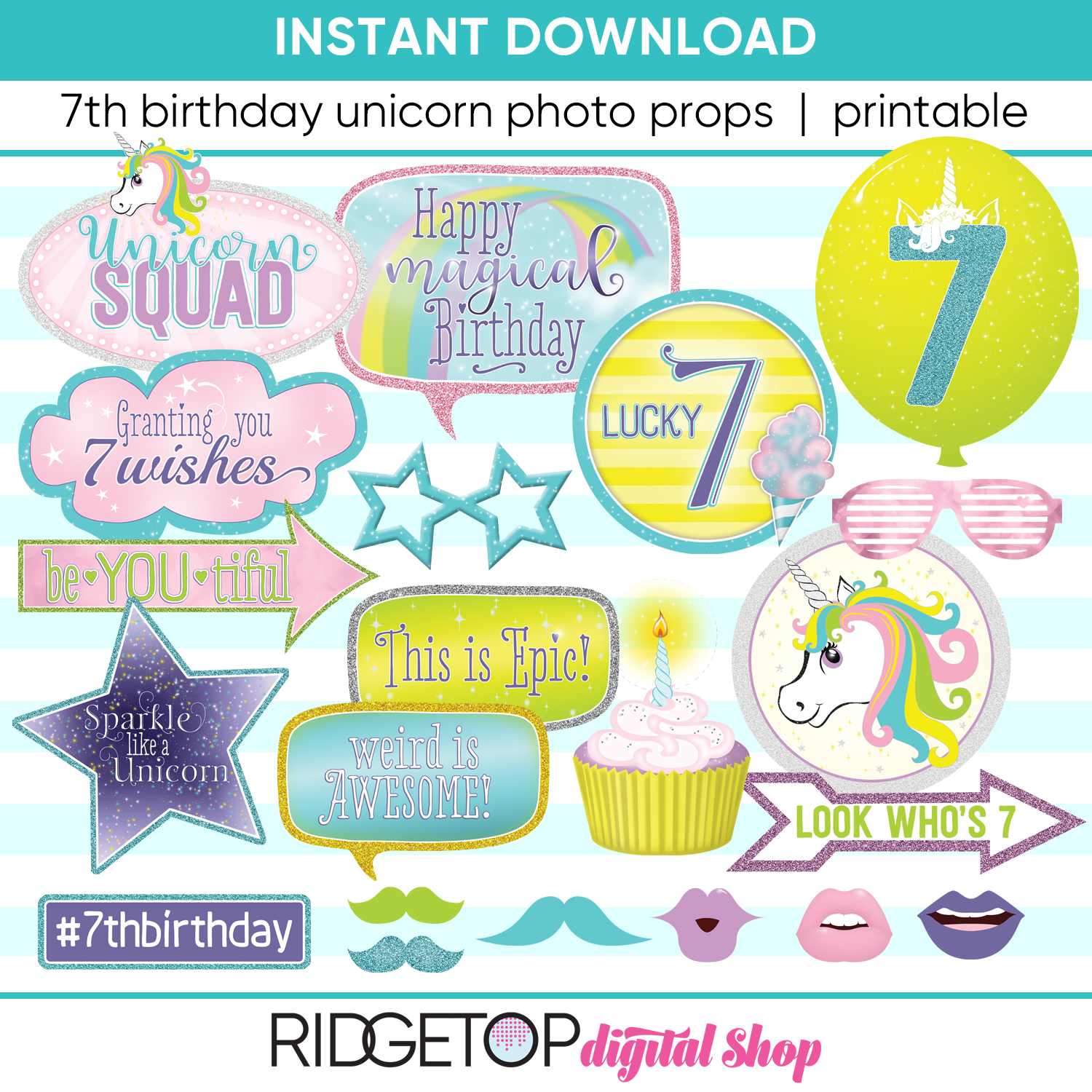 unicorn-7th-birthday-photo-booth-props-ridgetop-digital-shop