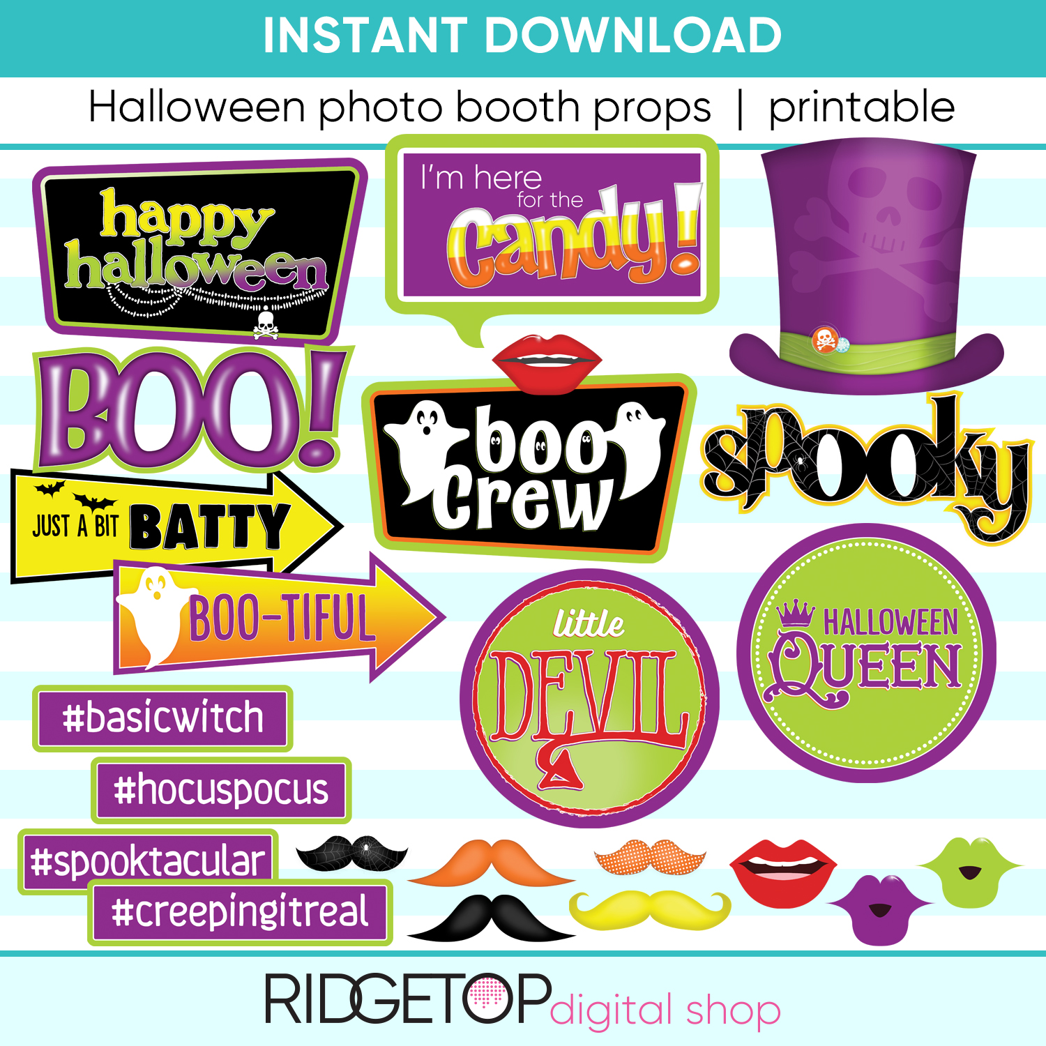 Free Printable Halloween Photo Booth Props - 11 Speech Bubbles - Lovely  Planner