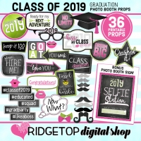 Class of 2019 Photo Props - Pink, Lime