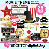 Ridgetop Digital Shop | Movie Night Birthday | Photo Booth Props